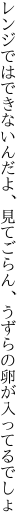 レンジではできないんだよ、見てごらん、 うずらの卵が入ってるでしょ