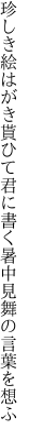 珍しき絵はがき貰ひて君に書く 暑中見舞の言葉を想ふ