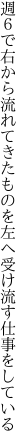 週６で右から流れてきたものを 左へ受け流す仕事をしている