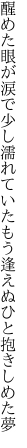 醒めた眼が涙で少し濡れていた もう逢えぬひと抱きしめた夢