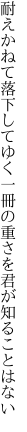 耐えかねて落下してゆく一冊の 重さを君が知ることはない