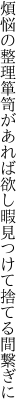 煩悩の整理箪笥があれば欲し 暇見つけて捨てる間繋ぎに