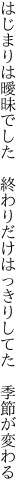 はじまりは曖昧でした　終わりだけ はっきりしてた　季節が変わる