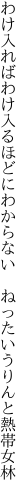 わけ入ればわけ入るほどにわからない 　ねったいうりんと熱帯女林