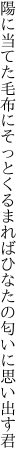 陽に当てた毛布にそっとくるまれば ひなたの匂いに思い出す君