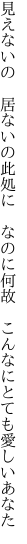 見えないの　居ないの此処に　なのに何故　 こんなにとても愛しいあなた