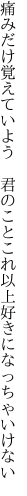 痛みだけ覚えていよう　君のこと これ以上好きになっちゃいけない