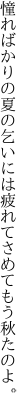 憧ればかりの夏の乞いには疲れて さめてもう秋たのよ。