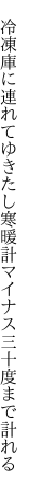  冷凍庫に連れてゆきたし寒暖計 マイナス三十度まで計れる