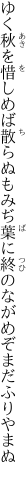 ゆく秋を惜しめば散らぬもみぢ葉に 終のながめぞまだふりやまぬ