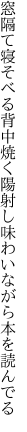 窓隔て寝そべる背中焼く陽射し 味わいながら本を読んでる