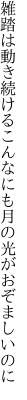 雑踏は動き続けるこんなにも 月の光がおぞましいのに