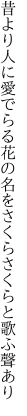 昔より人に愛でらる花の名を さくらさくらと歌ふ聲あり