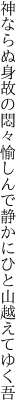 神ならぬ身故の悶々愉しんで 静かにひと山越えてゆく吾