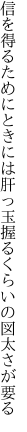 信を得るためにときには肝っ玉 握るくらいの図太さが要る