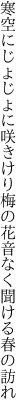 寒空にじょじょに咲きけり梅の花 音なく聞ける春の訪れ