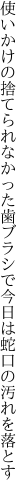 使いかけの捨てられなかった歯ブラシで 今日は蛇口の汚れを落とす