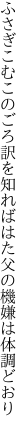 ふさぎこむこのごろ訳を知ればはた 父の機嫌は体調どおり