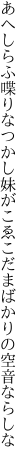 あへしらふ喋りなつかし妹がこゑ こだまばかりの空音ならしな