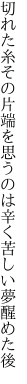 切れた糸その片端を思うのは 辛く苦しい夢醒めた後