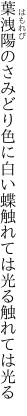 葉洩陽のさみどり色に白い蝶 触れては光る触れては光る