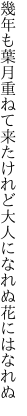 幾年も葉月重ねて来たけれど 大人になれぬ花にはなれぬ