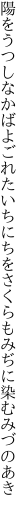 陽をうつしなかばよごれたいちにちを さくらもみぢに染むみづのあき