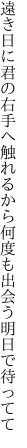 遠き日に君の右手へ触れるから 何度も出会う明日で待ってて