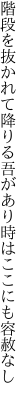 階段を抜かれて降りる吾があり 時はここにも容赦なし