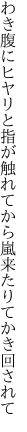 わき腹にヒヤリと指が触れてから 嵐来たりてかき回されて