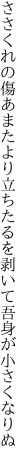 ささくれの傷あまたより立ちたるを 剥いて吾身が小さくなりぬ