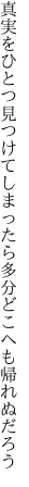 真実をひとつ見つけてしまったら 多分どこへも帰れぬだろう