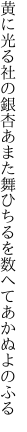 黄に光る社の銀杏あまた舞ひ ちるを数へてあかぬよのふる