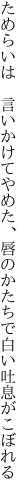 ためらいは 言いかけてやめた、唇の かたちで白い吐息がこぼれる