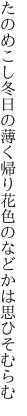 たのめこし冬日の薄く帰り花 色のなどかは思ひそむらむ