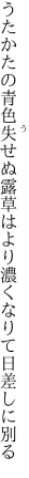 うたかたの青色失せぬ露草は より濃くなりて日差しに別る