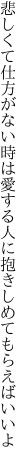 悲しくて仕方がない時は愛する人に 抱きしめてもらえばいいよ