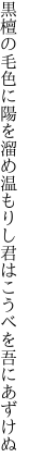 黒檀の毛色に陽を溜め温もりし 君はこうべを吾にあずけぬ