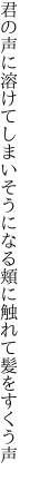君の声に溶けてしまいそうになる 頬に触れて髪をすくう声