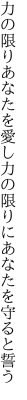 力の限りあなたを愛し力の 限りにあなたを守ると誓う