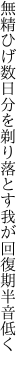 無精ひげ数日分を剃り落とす 我が回復期半音低く