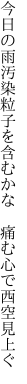 今日の雨汚染粒子を含むかな　 痛む心で西空見上ぐ