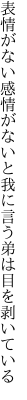 表情がない感情がないと我に 言う弟は目を剥いている