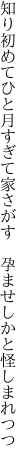 知り初めてひと月すぎて家さがす  孕ませしかと怪しまれつつ