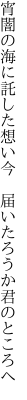 宵闇の海に託した想い今  届いたろうか君のところへ