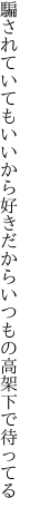 騙されていてもいいから好きだから いつもの高架下で待ってる