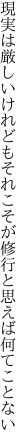 現実は厳しいけれどもそれこそが 修行と思えば何てことない