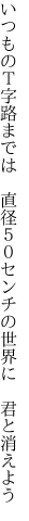 いつものＴ字路までは 直径５０センチの 世界に 君と消えよう