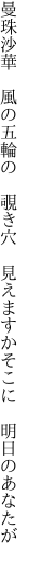 曼珠沙華 風の五輪の 覗き穴  見えますかそこに 明日のあなたが