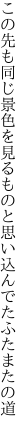 この先も同じ景色を見るものと 思い込んでたふたまたの道